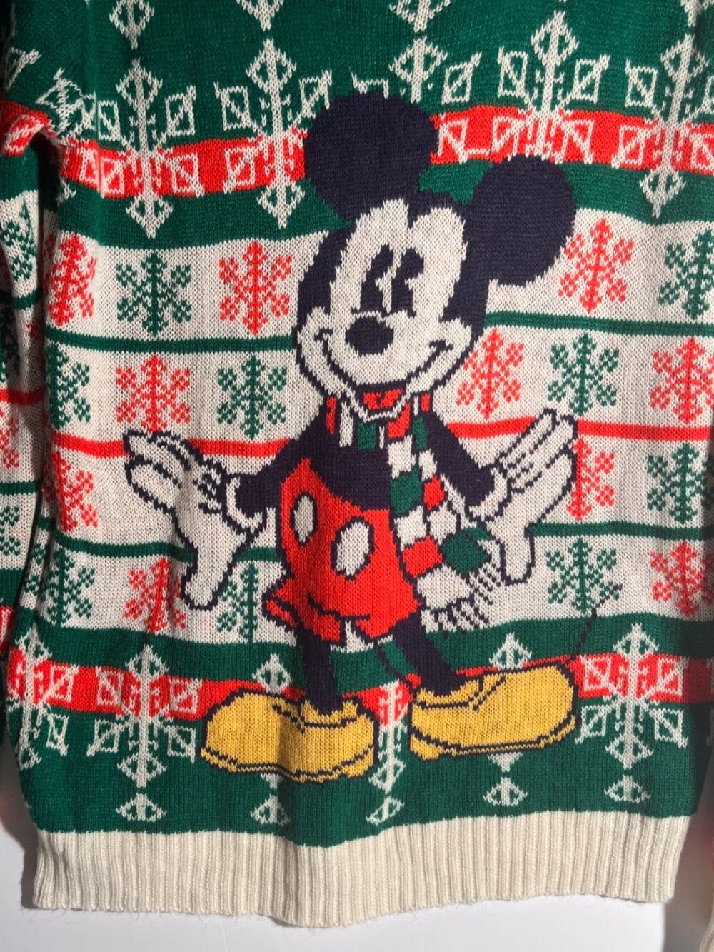 Disney Mickey Mouse Fair Isle Snowflake Ugly Christmas Sweater - Medium